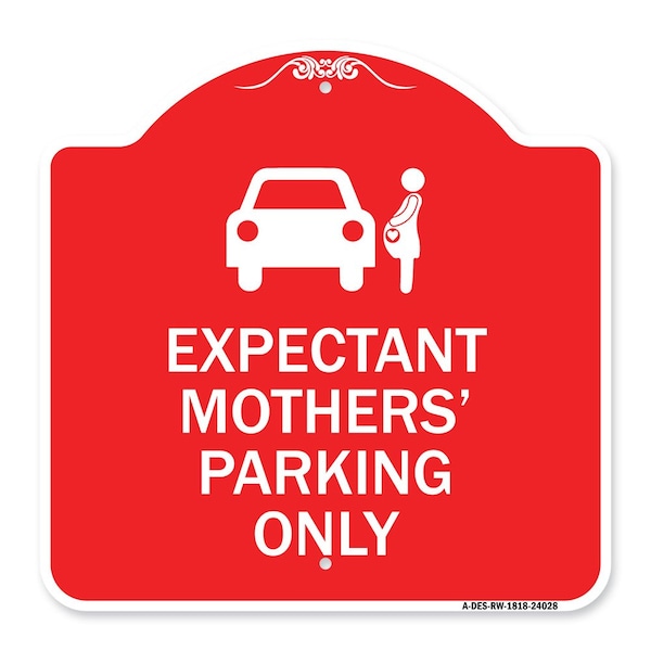 Signmission Expectant Mothers Parking W/ Graphic, Red & White Aluminum Sign, 18" L, 18" H, RW-1818-24028 A-DES-RW-1818-24028 - main